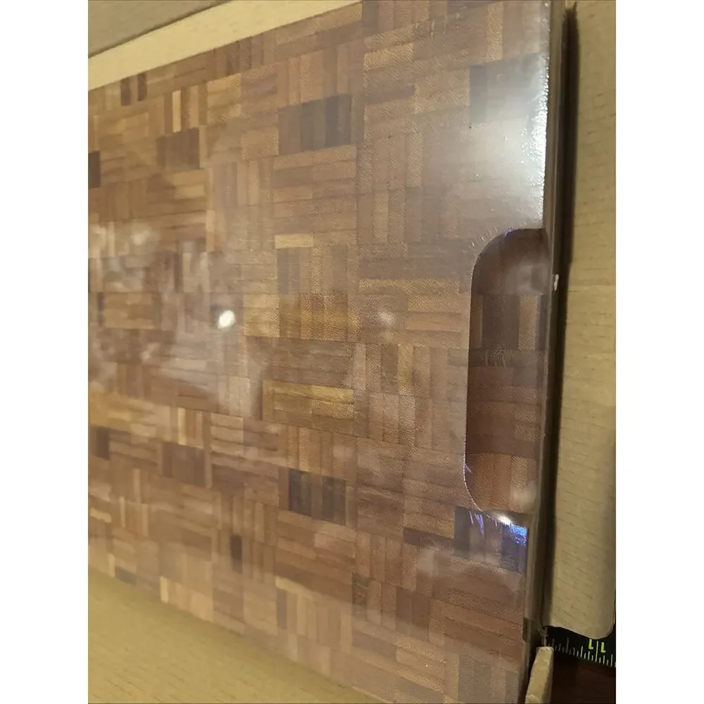 NIB Cactus & Cubby Deep Carbonised End Grain Wood Cutting Board 16.5